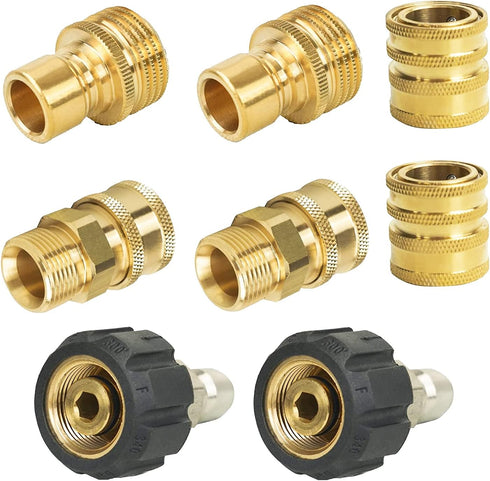 Xiny Tool Pressure Washer Adapter Set, Quick Disconnect Kit With M22 Metric Male Thread Quick Connector, M22 Swivel to 3/8'' Quick Connect, 3/4" t...