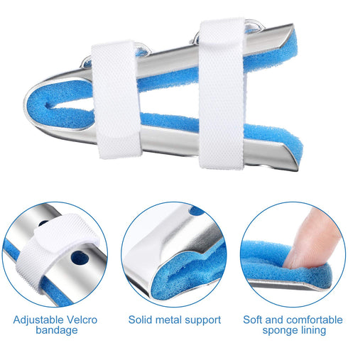 BBTO 10 Pieces Finger Splint Metal Finger Support Knuckle Stabilizer with Soft Foam Interior and Protective Vent, 3 Sizes(Blue,10 Pieces)...