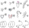 FUNRUN JEWELRY 16G Cartilage Earrings Stud for Women Men Stainless Steel Stud Earrings Hypollergenic CZ Butterfly Heart Helix Tragus Piercing Jewe...