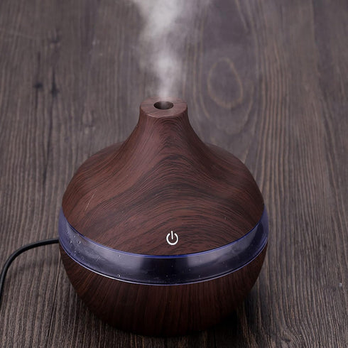 Wood Grain Humidifier LED Night Light Mist Maker Air Humidifier Essential Oil Diffuser Small Humidifiers for Bedroom Office Car Home 300ml...