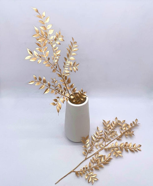 PASYOU Fake Leaves Plants for Christmas Decor, Gold Artificial Shrubs Grass Foliage Plastic Bulk Leaf Indoor Outdoor Home Garden Party Hotel Veran...