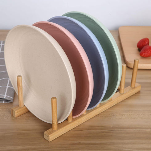 LuckyZone 7.8 Inches Unbreakable Wheat Straw Plates - Reusable Plate Set - Dishwasher & Microwave Safe - Perfect for Dinner Dishes - Healthy, BPA ...