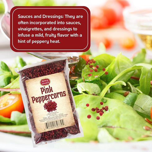 Spicy World Pink Peppercorns Whole 1.75Oz Bag - Steam Sterilized, Vegan, Premium Quality Whole Peppercorns...