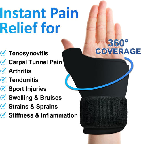 Wrist Ice Pack Wrap, Soft Gel Cold Pack Wrap for Wrist & Thumb Pain Relief, Reusable Hot & Cold Therapy for Injuries,Arthritis,Tendonitis,Carpal T...