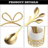 ELLDOO Coffee Spoon Set, White Ceramic Holder with 8 Stainless Steel Gold Leaf Coffee Spoons, Creative Flatware Set for Stirring, Mixing, Sugar, I...