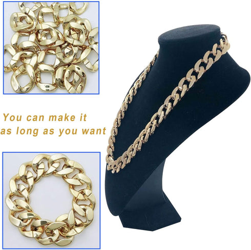 Markeny Men's Chunky Necklace, Rapper Fake Gold Chain 90s Hip Hop Fake Gold Necklace Costume Accessory (27.5 Inches*1.37inches)...