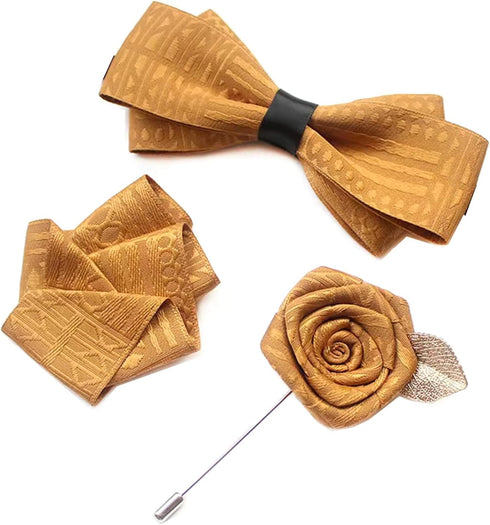 Bow Tie and Pocket Square Lapel pin Set for Wedding Formal(total 3 Pieces)...