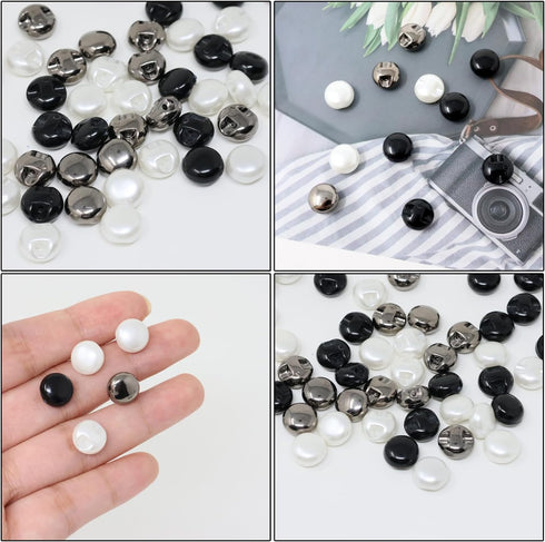 Honbay 60PCS Dainty Pearl Buttons Round Buttons Plastic Resin Sewing Buttons Decorative Buttons for Wedding Dress, Skirts, Gloves, Sweaters, Shirt...