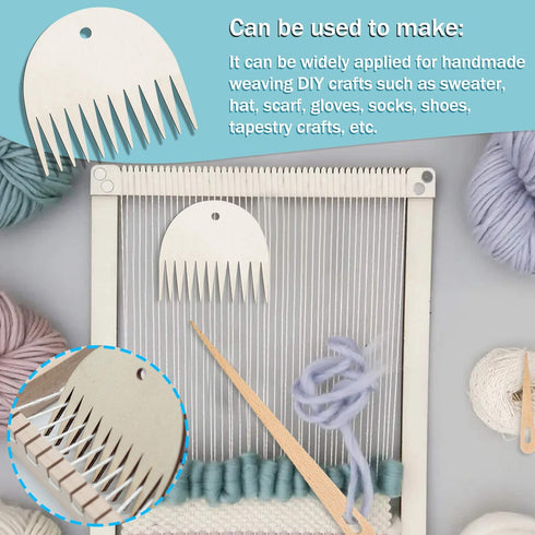 Wood Weaving Tools Set, with Crochet Needle and Comb Wooden Shuttles Stick for Inkle Loom Knitted DIY Craft Supplies...