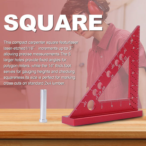 Small Carpenter Square, Woodworking Square Small, Small Triangle Square, 90 Degree Small Square Ruler, Woodworking Measuring Tool with Fixed Miter...