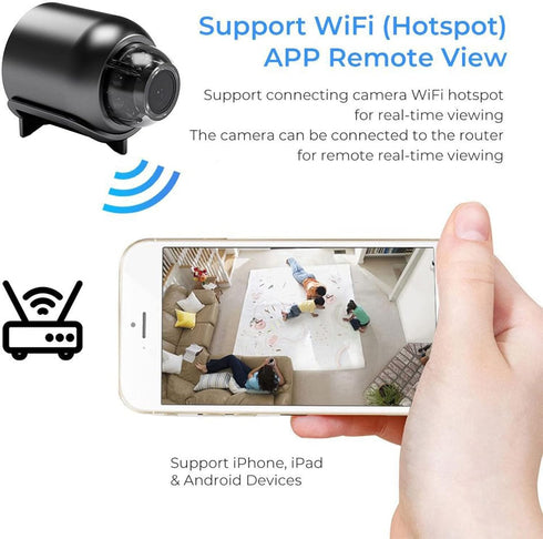 Mini WIFI Camera 1080P HD Night Vision Included Motion Detection Remote Monitoring 160° Wide Angle Micro Baby Monitor for Home Office Store Wareho...