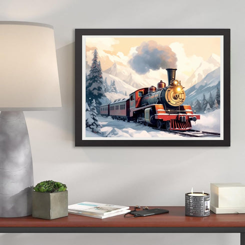 Kaliosy 5D Diamond Art Painting Kits for Adult Trains Snow by Number Kits, Paint with Diamonds Art Landscape DIY Full Drill, Crystal Craft Cross S...