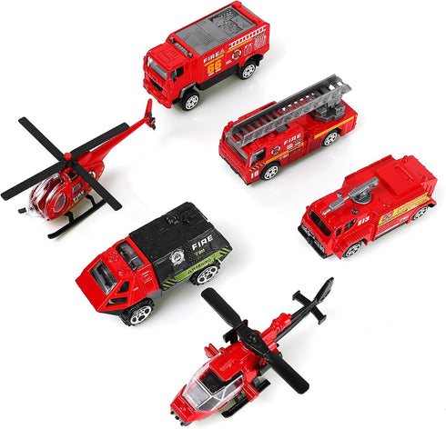 1/87 Metal Diecast Fire Truck Police Rescue Car Helicopter Ambulance Toy Army Military Vehicle Little People Playset Children's Day Car Toy Gift f...