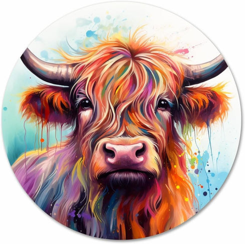DIY Stamped Cross Stitch Kits Rainbow Highland Cattle for Beginners Easy 11CT Needlepoint Embroidery Counted Cross Stitch Kits Art Craft Wall Deco...