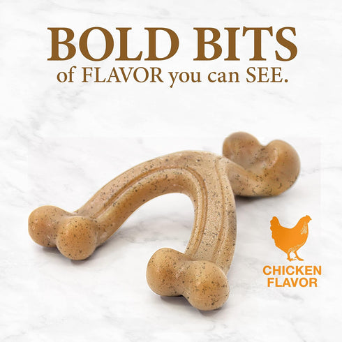 Nylabone Gourmet Style Strong Chew Wishbone Dog Chew Toy, Chicken Flavor, Small/Regular (1 Count)...