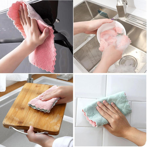 24 Pack Cleaning Cloth Kitchen Cloth, Dish Towels Super Absorbent Coral Velvet Dishtowels, Microfiber Premium Soft Tea Towels, Quick Dry Rags, Mul...