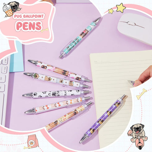 8 Pcs Ballpoint Pens for Women and Girls 1.00 mm Cute Writing Pens Black Ink Fancy Pens Fine Point Smooth Writing Pens for Journaling, Aesthetic S...