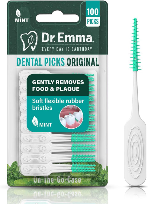 Original Dental Picks Mint Soft Rubberized Tooth Picks Easy to Use Brush Picks 100Ct/Pack, 2 Packs (200Ct)...