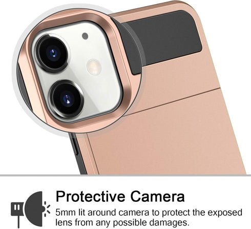 Vofolen Compatible with iPhone 12 Case 5G Wallet Cover Credit Card Holder Slot Sliding Back Pocket Anti-Scratch Dual Layer Protective Compatible w...