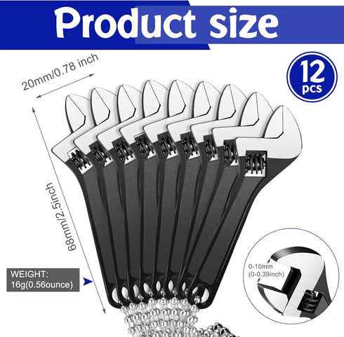 Chumia 12 Pieces Adjustable Hand Wrench Black Spanner Wrench Size Adjustable Spanner Hand Knurl Tool Adjustable Wrench Wide Jaw Wrench Repair Hand...