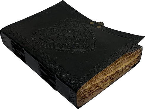 cuero Large Vintage Heart Embossed Black Uncut Paper Leather Journal/Instagram Photo Album...