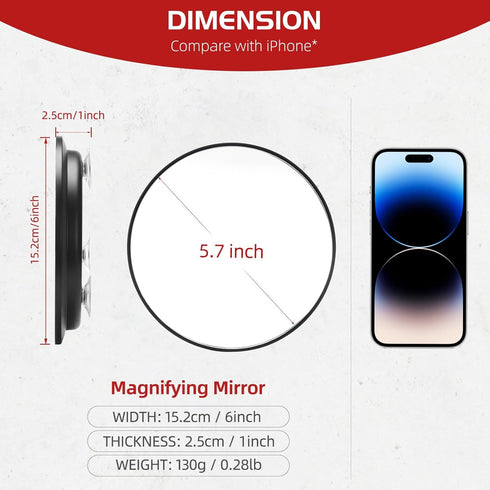 20X Makeup Magnifying Mirror, 20X High Magnifying Mirror with Suction Cups, Round 6'' Magnifying Mirror Compact Travel Magnifying Mirror, 20X Magn...