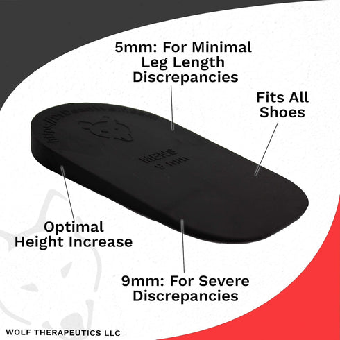 Dr. Wolf Heel Lifts for Shoes: Women's 5mm Height Increase Insoles, Rubber Heel Inserts for Leg Length Discrepancy & Achilles Tendonitis Relief, H...