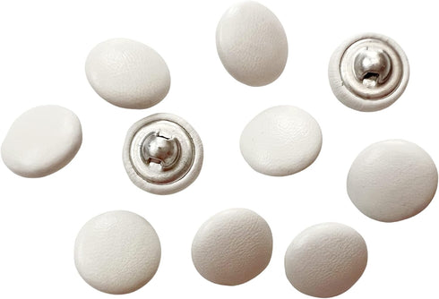 PEPPERLONELY 10PC Leather Covered Buttons with Shank Sew On for Leather Clothes Dress Coat Jeans Sofa Decoration Crafts, 15mm, White...