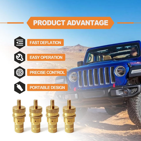 4 PCS Car Air Tire Deflators Kit, Preset Tire Deflator Kit 6-30 PSI Air Down Tire Deflators Offroad Accessories for Car Truck Motorcycle and ATV T...