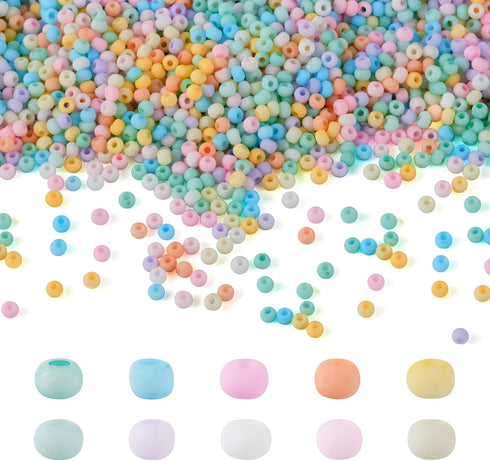 6500Pcs 2mm Frosted Pastel Glass Seed Beads 12/0 Rondelle Crystal Pony Beads Bulk for Crafts DIY Friendship Bracelets Earring Beading Jewelry Maki...