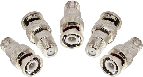 Boobrie F-Type to BNC Coax Adapter - BNC/F Female Coaxial Cable Connector - RG6/59/58/SDI/HD SDI (5 Pack) for CCTV Camera, Satellite Scanner...