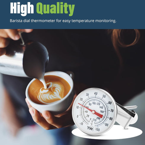 Premium Milk Thermometer for Steaming Milk with Clip and 7 inch Probe...