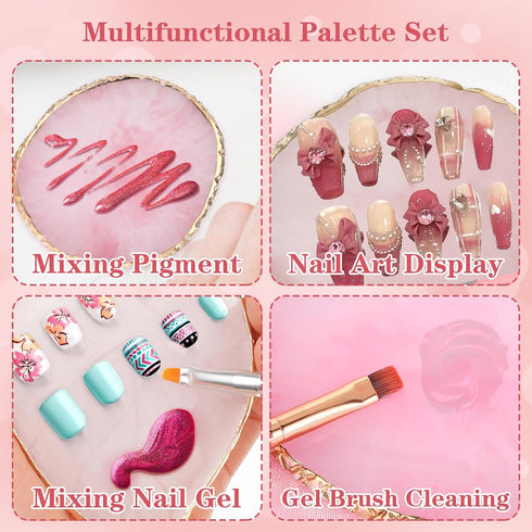 Nail Art Tool Set 15 PCS Nail Art Brushes Resin Nail Art Painting Palette Detail Brush Nail Dotting Pen for Makeup Beauty Nail Art Hand-Painted To...