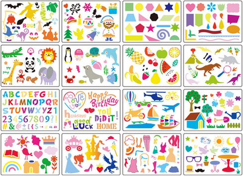 DIYASY 20 Pcs Drawing Stencils Set for Kids,Large Plastic Stencil Kit 300+ Patterns Drawing Templates for Girls & Boys Gift...