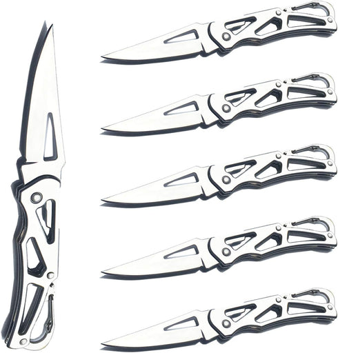 6 Pack Stainless Steel Self-Defense Folding Knife With Key Ring, Outdoor Survival Pocket Knife, Easy To Everyday Carry Small Knife...