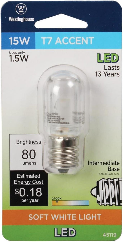 Westinghouse 4511900 15-Watt Equivalent T7 Clear LED Light Bulb with Intermediate Base, 1 Count (Pack of 1)...