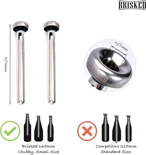 Beer Chiller Sticks for Bottles Set | 2 Stainless Steel Cooling Chillers for Chubby Bottles | Christmas Gift Accessories | Cooler Gag Idea for Men...