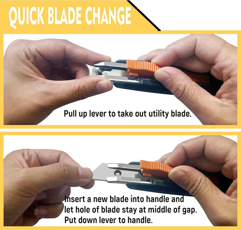 XW 4-pack Self-retracting Safety Box Cutter, Utility Knife with Quick Blade Change, Extra 10 Blades Included...