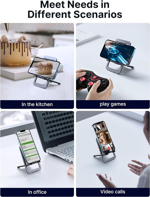 JSAUX Cell Phone Stand, Foldable Aluminum Adjustable Travel Phone Holder for Desk, Compatible for iPhone 15 14 13 12 11 Pro Max X Xr Samsung S22 S...