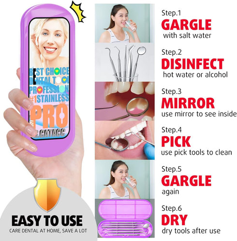 Dental Tools, Plaque Remover for Teeth, Metal Dental Pick Teeth Cleaning Tools Kit, Stainless Steel Oral Care Dental Hygiene Kit with Tooth Scrape...