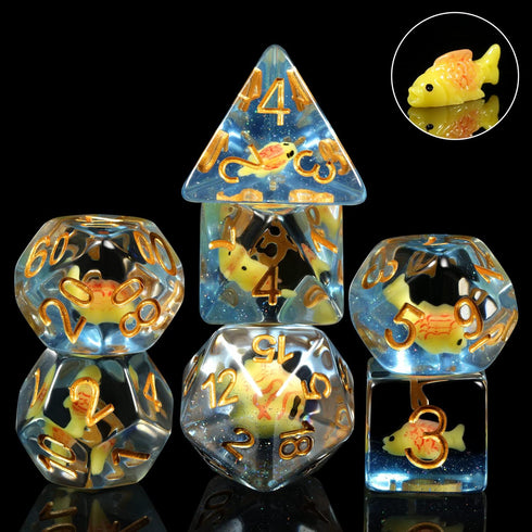 Fish DND Dice, DNDND 7PCS Resin Dice Set with Velvet Bag for Dungeons and Dragons D&D Role Playing Games and Tabletop Games ?Fish DND Dice Set...
