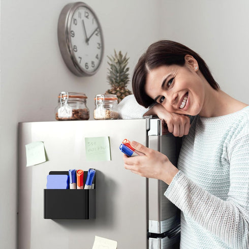 MaxGear Dry Erase Marker Holder Magnetic Pen Holder for Fridge, Dry Erase Board & Locker Organizer, Remote Control Holder for Wall Marker Holder, ...