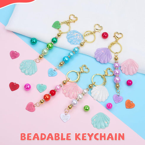 10Pcs Beadable Keychains Bar, Beaded Metal Keychain for Keychain Making, 360°Rotatable Beaded DIY Keychain Making Supplies Kit for Craft Keychain ...