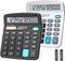 Calculator, BESTWYA Dual Power Handheld Desk Calculator with 12 Digit Large LCD Display Big Sensitive Button (1 Black & 1 Silver)...