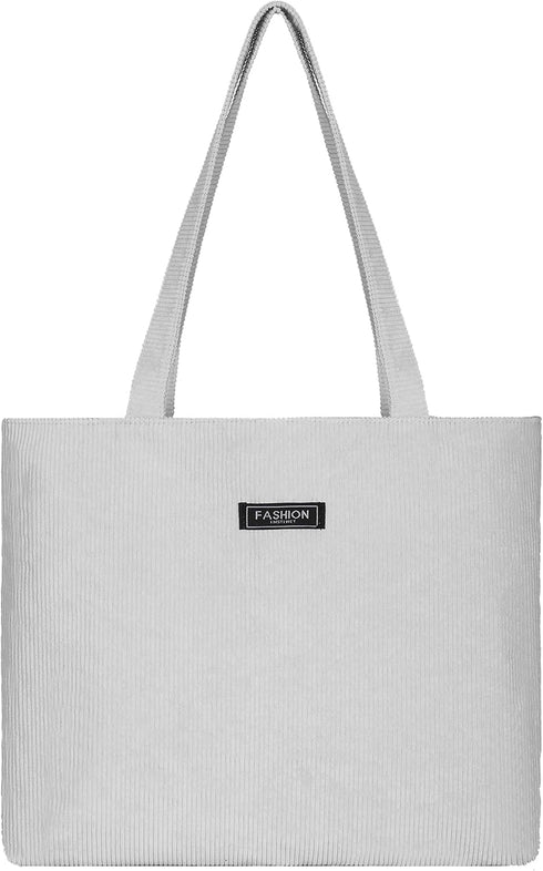 Corduroy Shoulder Bag for Women Large Capacity Tote Handbag Casual Zipper Tote Bag with Pockets...