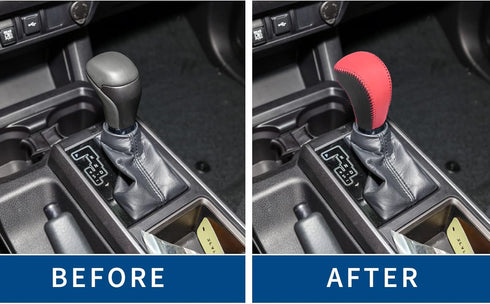 Compatible with DIY Genuine Leather Gear Shift Knob Cover Interior Accessories Protective Cover for Toyota Highlander 2014-2019 Toyota Tacoma 2016...