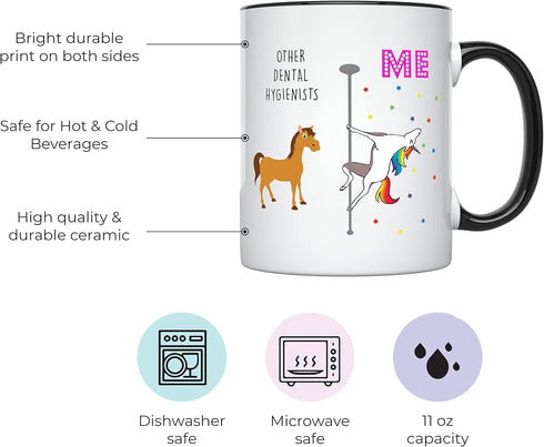 YouNique Dental Hygienist Mug, 11 Ounces, Registered Dental Hygienist Cup for Women, Dental Hygiene Coffee Mug, Dental Hygienist Gifts (Black Hand...