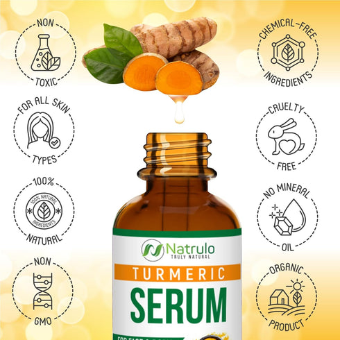 Turmeric Serum for Face & Body - All Natural Turmeric Skin Brightening Serum for Spots - Turmeric Facial Repair Serum Cleanses Skin, Fights Acne, ...