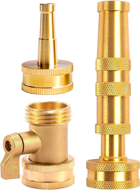 Solid Brass Heavy Duty Adjustable Twist Hose Nozzle,CM CUMIZON Jet Sweeper Nozzle, High Pressure Hose Nozzle with On-Off Valve, Leak-Free Operatio...
