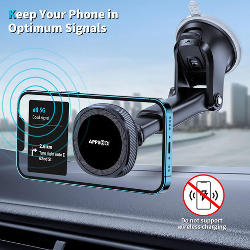 APPS2Car for MagSafe Car Mount, Magnetic Phone Holder for Car Dashboard Windshield iPhone Car Mount Holder Compatible with iPhone 15 14 13 12 Pro ...